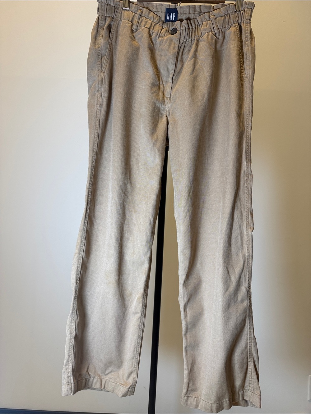 Gap Women's Easy Twill Elastic Waist Beige Pant | Size Large